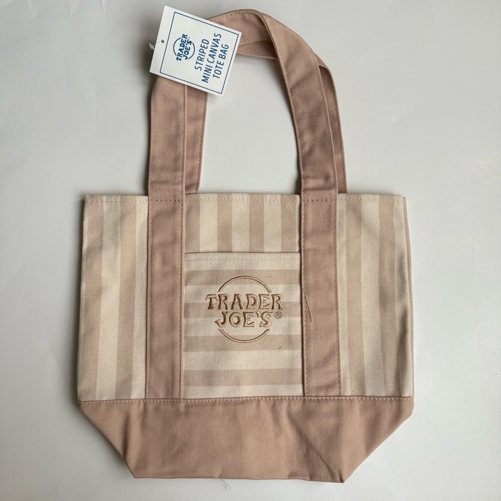 NEW Trader Joe’s Striped Mini Canvas Tote Bags Set of 4 - Picture 8 of 8